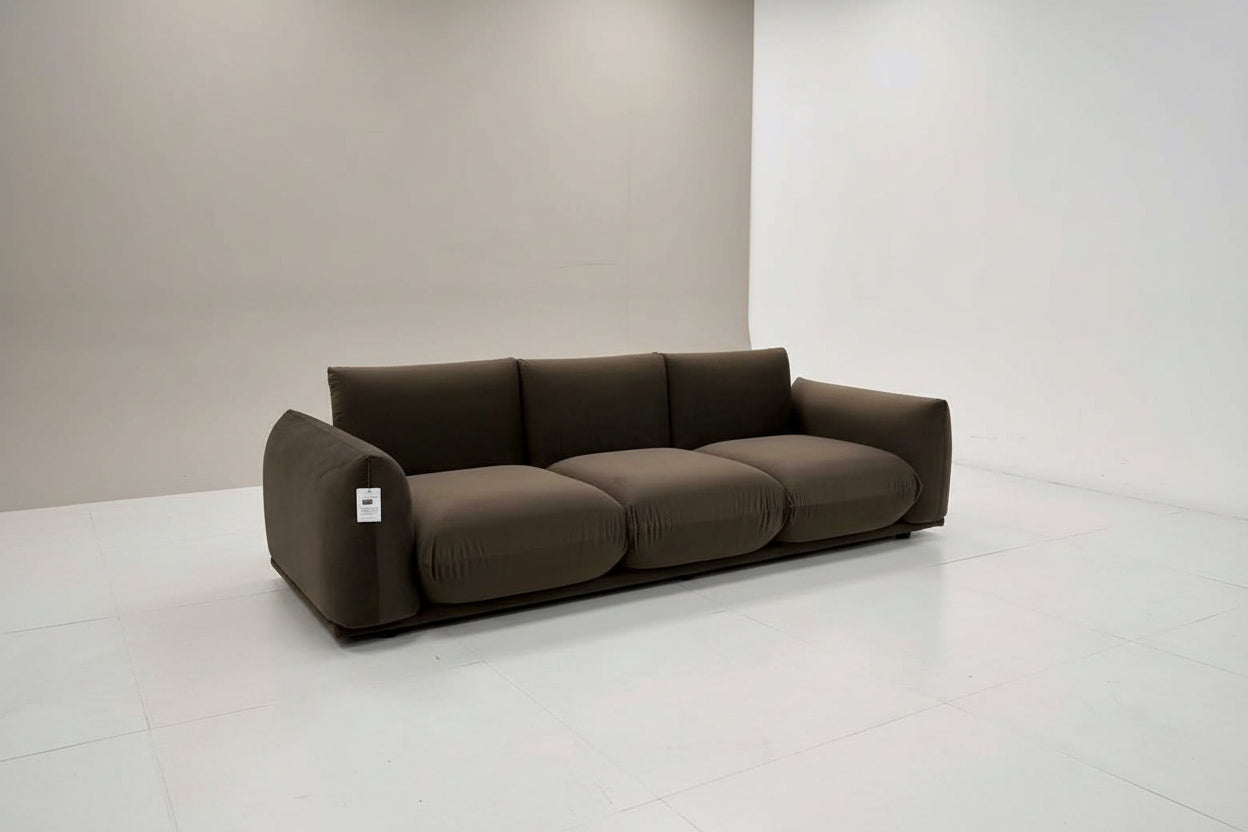 Chocolate Brown Velvet MODAL-13 3 Seater Sofa Contemporary Retro Design Made To Order