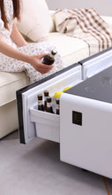 SMT 135Pro Smart Built-In Refrigerator Coffee Table 130L Dual Drawer LED Wireless Charge USB Bluetooth Speakers