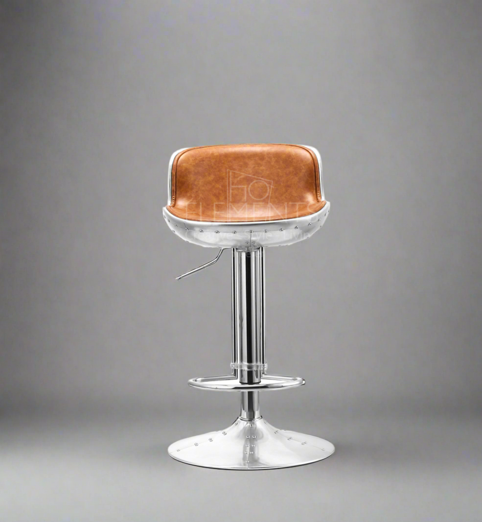 Aviation Bar Stool Tan Brown in stock