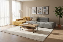 Modular Sectional 4 Seater Corner Sofa Grey Yellow Fabric In Stock