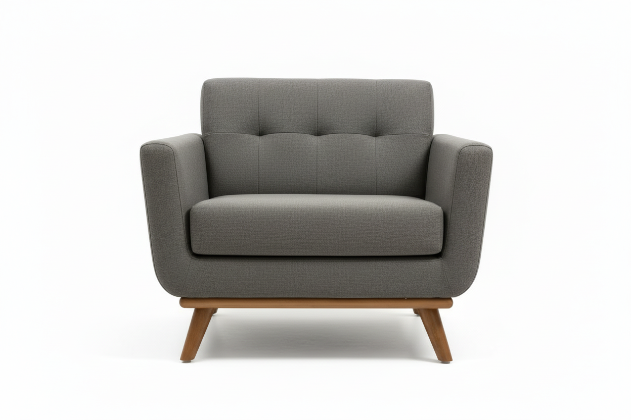 Modern Scandinavian Style Grey 1 Seater Sofa in stock