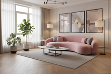 Pink Velvet or Boucle Curved Sofa