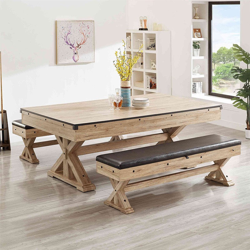 7ft Pool Dining Table Tennis Table Benches Game Room Man Cave