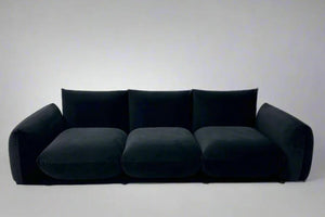 3 Seater black Velvet Sofa Contemporary Retro Design Made To Order