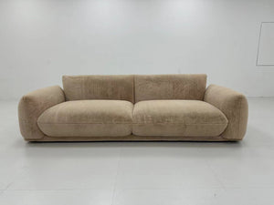 Beige 3 Seater Sofa Faux Fur Retro Design In Stock