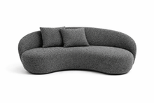 Dark Grey Boucle Curved 2 Seater Sofa+4x Square Cushions +1x Ball Cushion Made To Order