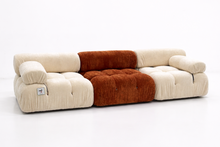 Burnt Orange Beige Chenille Modular 3 Seater in stock