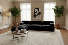 Black Velvet 3 Seater Modular Sofa + Ottoman