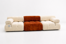 Burnt Orange Beige Chenille Modular 3 Seater in stock