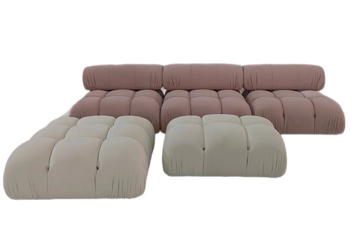 Pink and Cream Velvet Modular sofa - Choice of Fabric & Colour Made To Order
