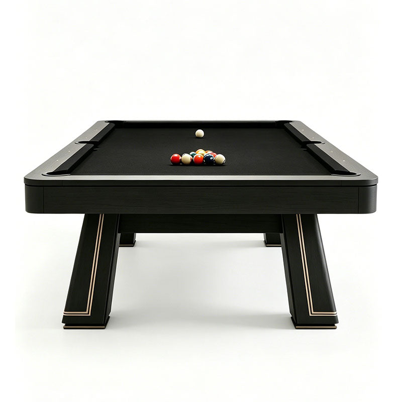 9ft Pool Dining Table Slate Bed Solid Wood Black & Gold Finish Game Room Man Cave FREE Delivery