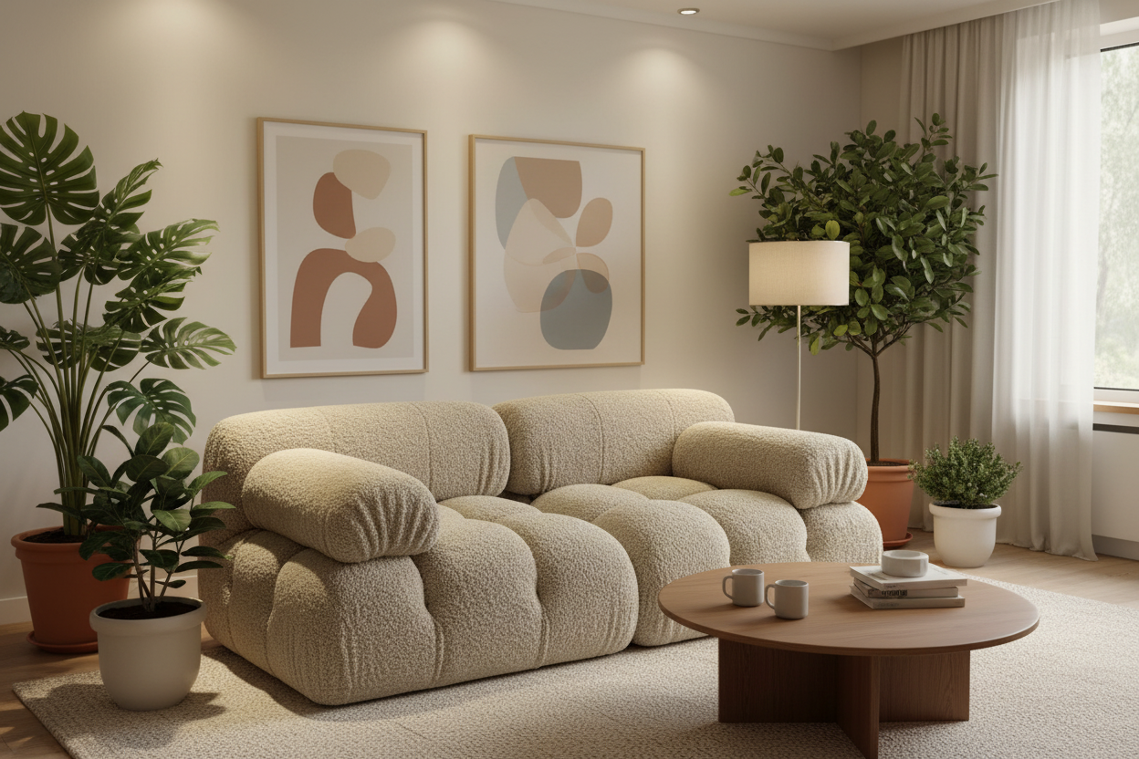 Beige Boucle Modular sofa - Choice of Fabric & Colour Made To Order