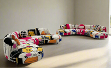 Curved Sectional 5 Seater Sofa with Fun & Funky Prints Made To Order