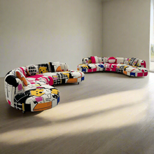 Curved Sectional 5 Seater Sofa with Fun & Funky Prints Made To Order