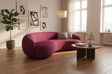 Burnt Burgundy Velvet Curved Sofa