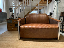 Aviator Sofa 2 Seater Tan Brown Top Grain Leather in stock