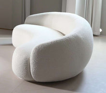 White Curved Sofa – Sculptural Upholstered Arc Couch for Contemporary Living Rooms White Boucle in stock (WT-TEDDY AP)