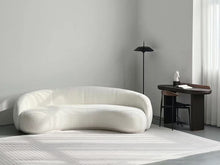 White Curved Sofa – Sculptural Upholstered Arc Couch for Contemporary Living Rooms White Boucle in stock (WT-TEDDY AP)