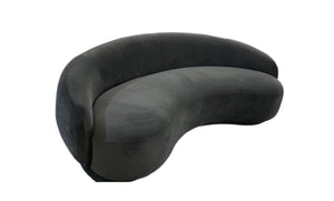 Dark Grey Velvet Curved Sofa