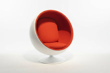 Modern Mid Century Orange Boucle Ball Chair with Swivel Base - Contemporary Designer Lounge Chair for Living Room & Office In Stock