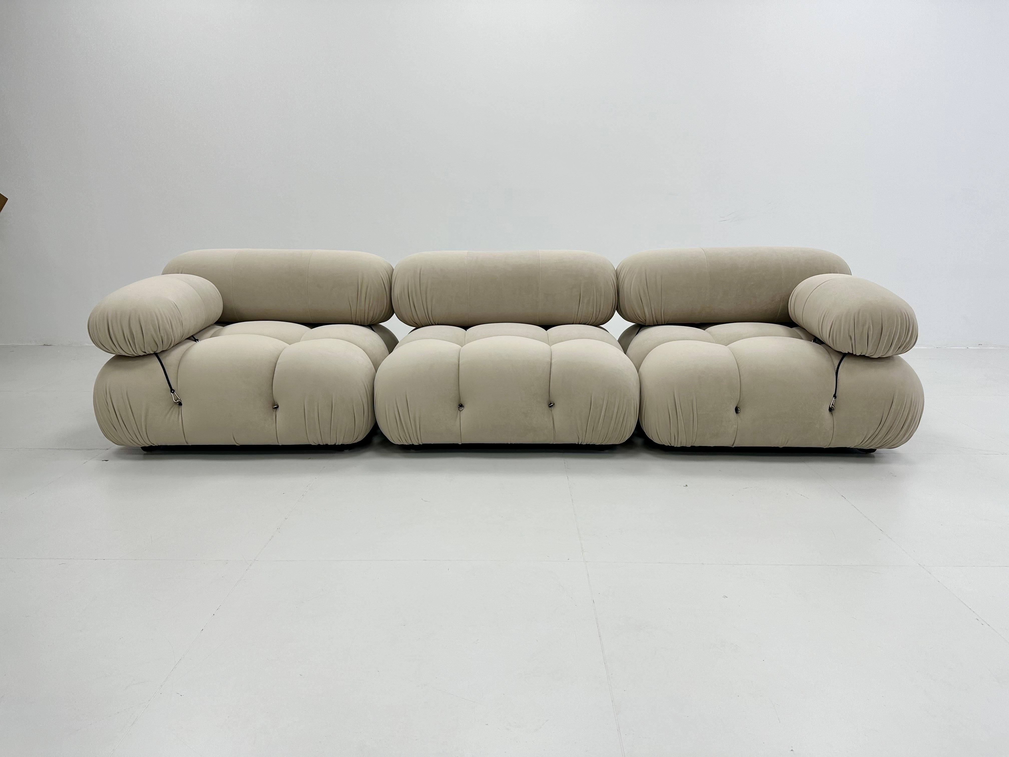 Beige Velvet Sofa 3 Seater Modular Modal-03 Made To Order