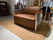 Aviator Sofa 2 Seater Tan Brown Top Grain Leather in stock