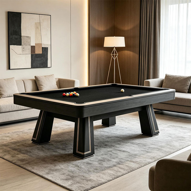 9ft Pool Dining Table Slate Bed Solid Wood Black & Gold Finish Game Room Man Cave FREE Delivery