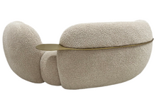 Curved Boucle 3 Seater Sofa With Integrated Table on right when sit on made to order teddy 02