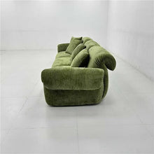 Mid Century Olive Green Chenille 3 Seater Sofa Contemporary made to order