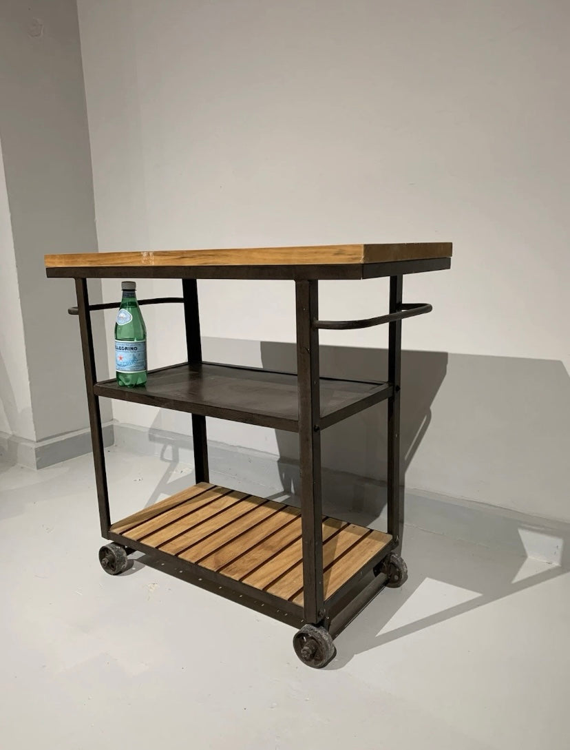 Industrial Drinks Trolley Rustic Metal Cart Serving Shelf Kitchen Table (Used Condition) in stock