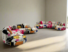 Curved Sectional 5 Seater Sofa with Fun & Funky Prints Made To Order
