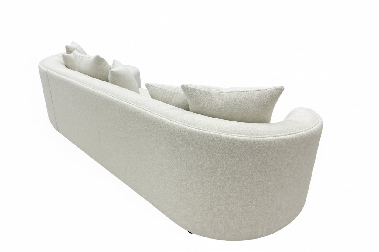 Sectional Curved 5 Seater Sofa Light Beige Boucle Customised Length 420cm