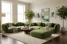 Curved Modular Sectional Sofa Olive Green Velvet YA-28