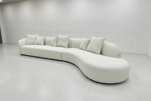 Sectional Curved 5 Seater Sofa Light Beige Boucle Customised Length 420cm