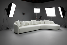Sectional Curved 5 Seater Sofa Light Beige Boucle Customised Length 420cm