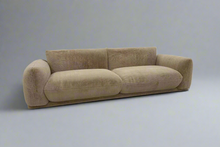 Beige 3 Seater Sofa Faux Fur Retro Design in stock