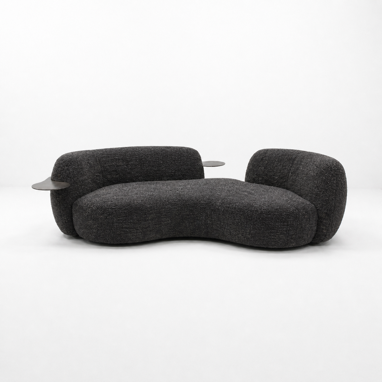 Charcoal Grey Chenille Curved 3 Seater + 1 seater + Lounge Chair Set Bundle Sale