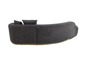Slate Grey Faux Suede Curved 3 Seater Made to Order