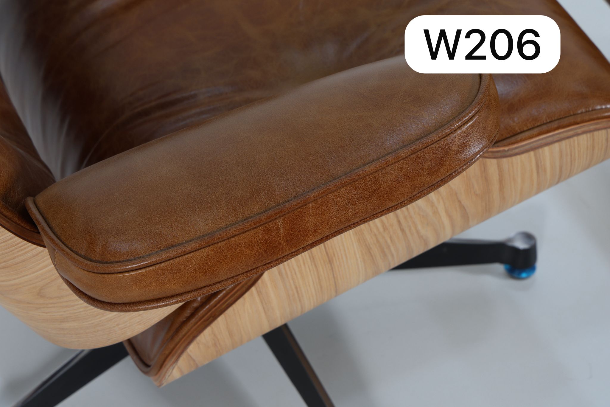 Aviator Collection W206 Mid-Century Classic Lounge Chair + Stool Genuine Leather Made To Order