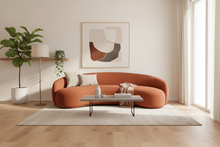 Orange Velvet Curved Sofa