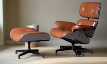 Aviator Collection W206 Mid-Century Classic Lounge Chair + Stool Genuine Leather Made To Order