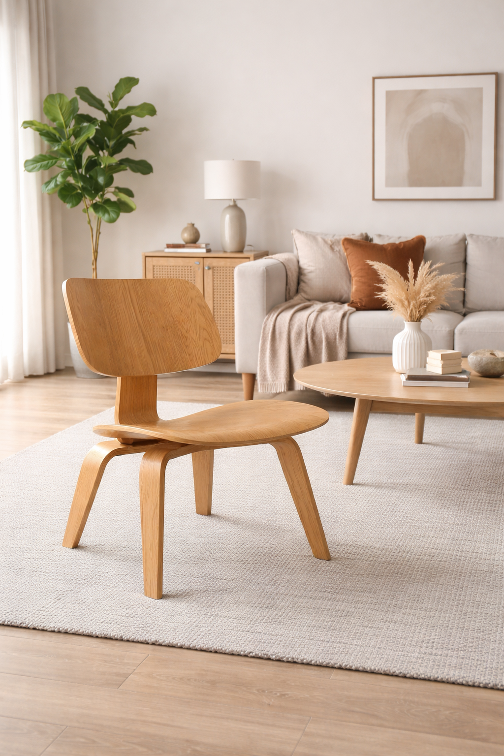 Mid Century Retro LCW Plywood Accent Corner Chair