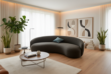 Grey Boucle Curved Sofa