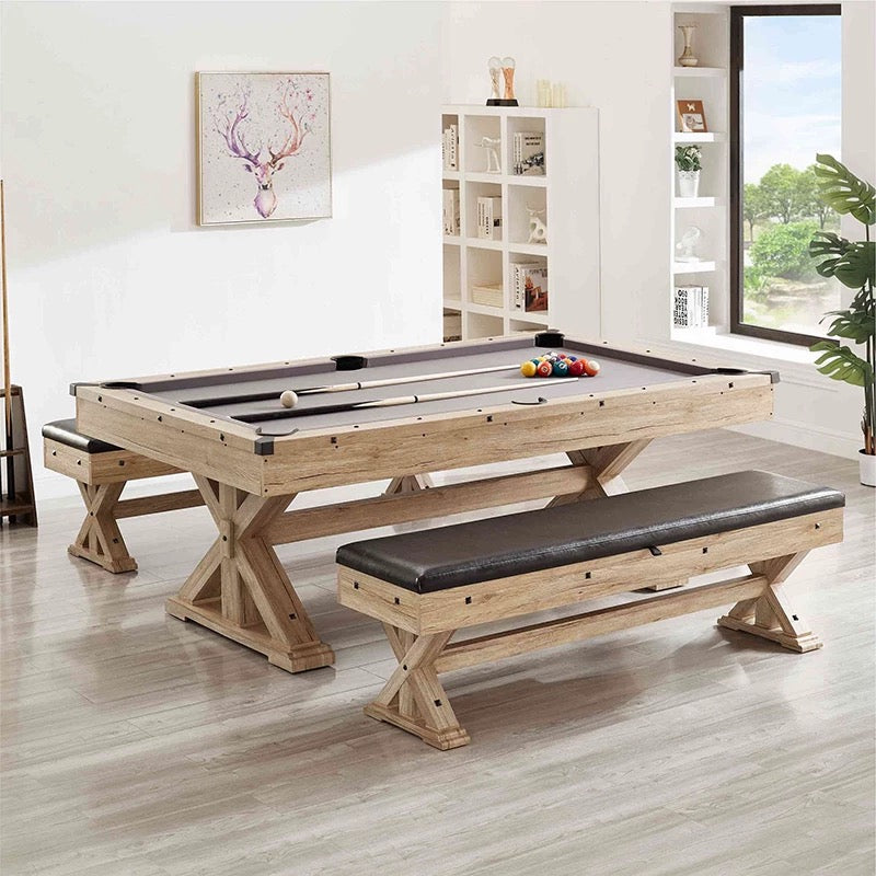 7ft Pool Dining Table Tennis Table Benches Game Room Man Cave