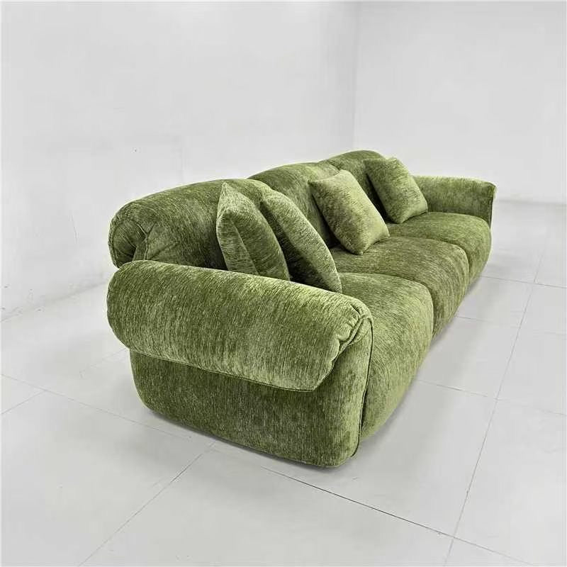 Mid Century Olive Green Chenille 3 Seater Sofa Contemporary made to order