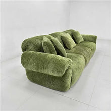 Mid Century Olive Green Chenille 3 Seater Sofa Contemporary made to order