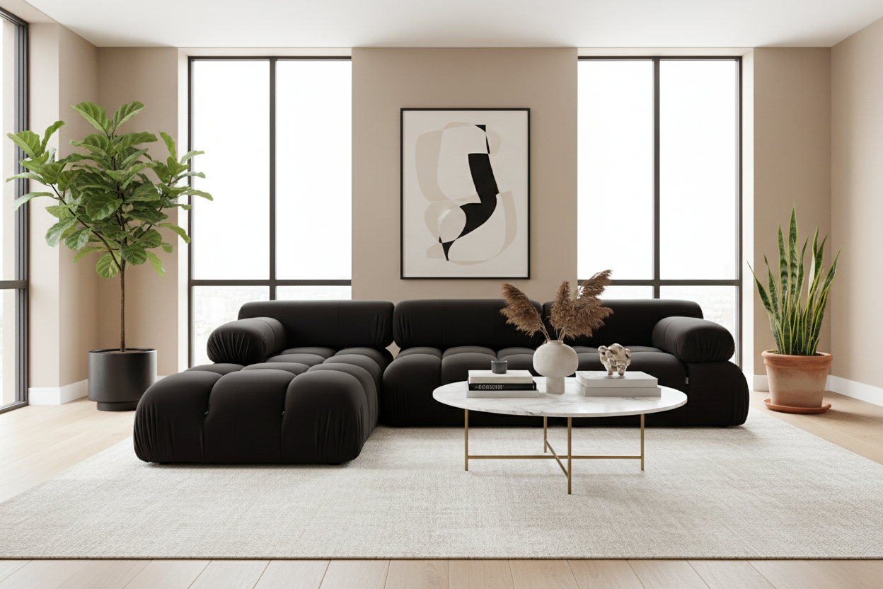 Brown velvet Modular sofa - Choice of Fabric & Colour Made To Order