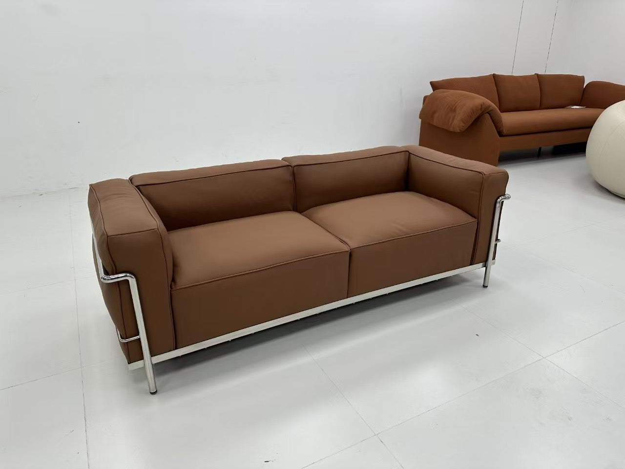 Mid-Century Retro LC Grand Inspired Design 2 Seater Sofa Leather Made To Order