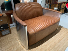 Aviator Sofa 2 Seater Tan Brown Top Grain Leather in stock