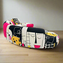 Curved Sectional 5 Seater Sofa with Fun & Funky Prints Made To Order